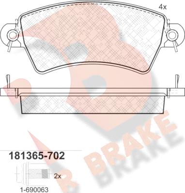 R Brake RB1365-702 - Комплект спирачно феродо, дискови спирачки vvparts.bg
