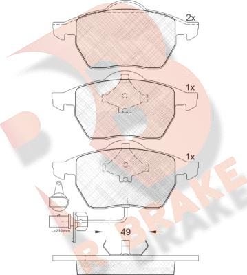 R Brake RB1384 - Комплект спирачно феродо, дискови спирачки vvparts.bg