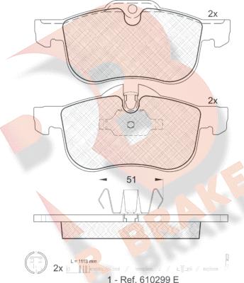 R Brake RB1335-203 - Комплект спирачно феродо, дискови спирачки vvparts.bg