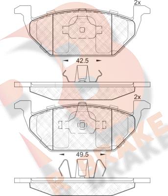 R Brake RB1338 - Комплект спирачно феродо, дискови спирачки vvparts.bg