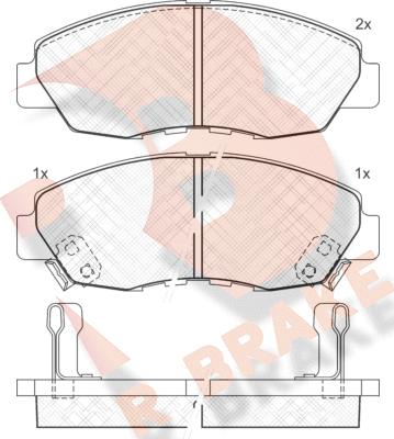 R Brake RB1329 - Комплект спирачно феродо, дискови спирачки vvparts.bg