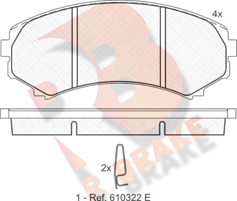 R Brake RB1374 - Комплект спирачно феродо, дискови спирачки vvparts.bg