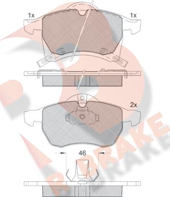 R Brake RB1248 - Комплект спирачно феродо, дискови спирачки vvparts.bg