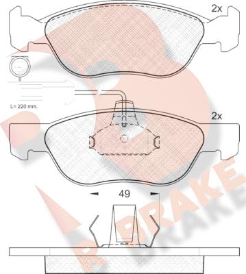 R Brake RB1243 - Комплект спирачно феродо, дискови спирачки vvparts.bg