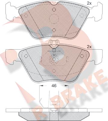R Brake RB1259 - Комплект спирачно феродо, дискови спирачки vvparts.bg