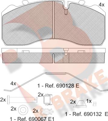 R Brake RB1254-066 - Комплект спирачно феродо, дискови спирачки vvparts.bg