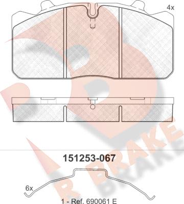 R Brake RB1253 - Комплект спирачно феродо, дискови спирачки vvparts.bg