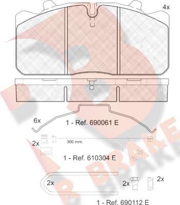 R Brake RB1253-122 - Комплект спирачно феродо, дискови спирачки vvparts.bg