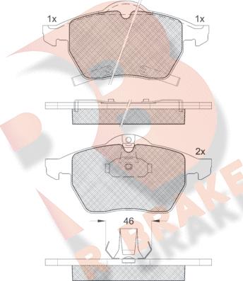 R Brake RB1218 - Комплект спирачно феродо, дискови спирачки vvparts.bg