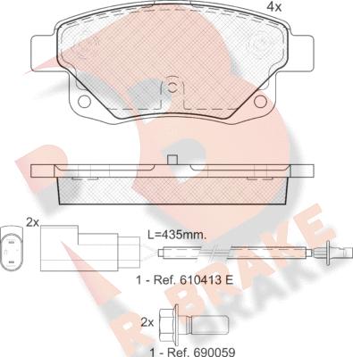 R Brake RB1794 - Комплект спирачно феродо, дискови спирачки vvparts.bg