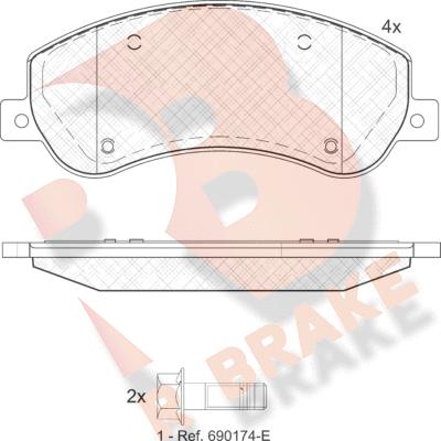 R Brake RB1793-204 - Комплект спирачно феродо, дискови спирачки vvparts.bg