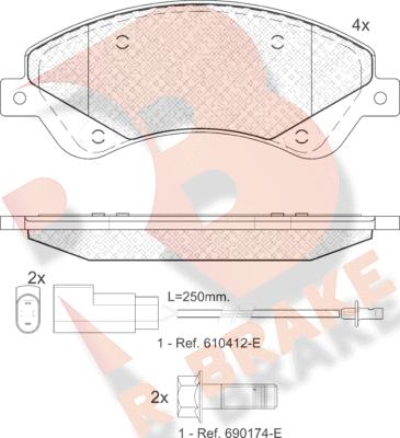 R Brake RB1792 - Комплект спирачно феродо, дискови спирачки vvparts.bg