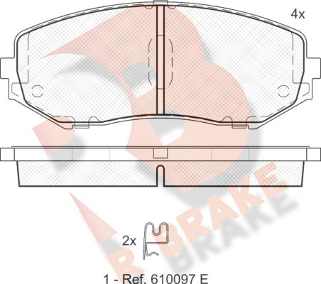 R Brake RB1747 - Комплект спирачно феродо, дискови спирачки vvparts.bg