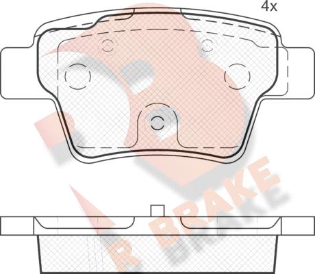 R Brake RB1765 - Комплект спирачно феродо, дискови спирачки vvparts.bg