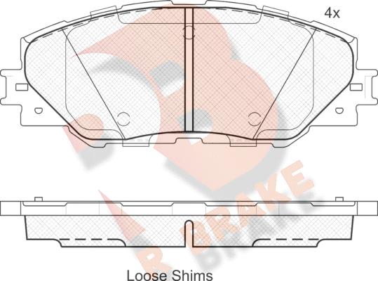 R Brake RB1762 - Комплект спирачно феродо, дискови спирачки vvparts.bg