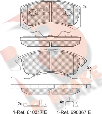 R Brake RB1701-208 - Комплект спирачно феродо, дискови спирачки vvparts.bg