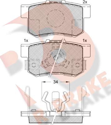 R Brake RB1718 - Комплект спирачно феродо, дискови спирачки vvparts.bg