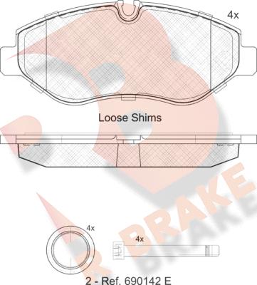 R Brake RB1786 - Комплект спирачно феродо, дискови спирачки vvparts.bg