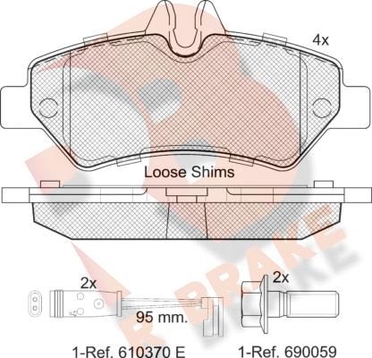 R Brake RB1787 - Комплект спирачно феродо, дискови спирачки vvparts.bg