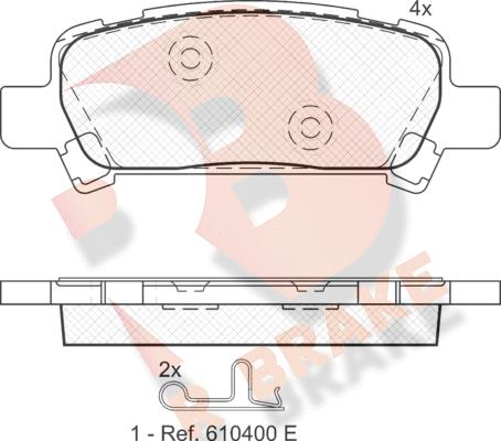 R Brake RB1736 - Комплект спирачно феродо, дискови спирачки vvparts.bg