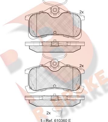 R Brake RB1728 - Комплект спирачно феродо, дискови спирачки vvparts.bg