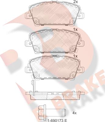 R Brake RB1773 - Комплект спирачно феродо, дискови спирачки vvparts.bg