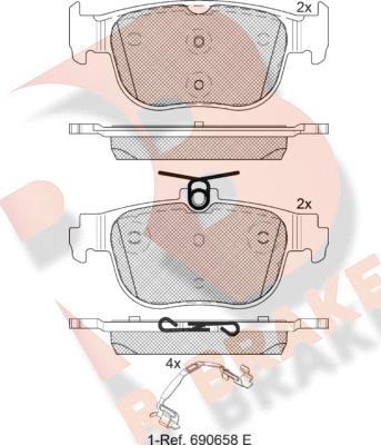 R Brake RB2408 - Комплект спирачно феродо, дискови спирачки vvparts.bg