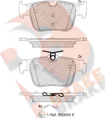 R Brake RB2410 - Комплект спирачно феродо, дискови спирачки vvparts.bg