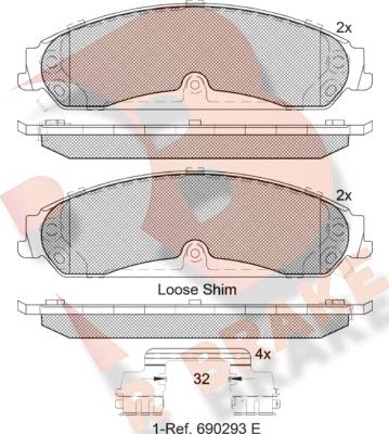 R Brake RB2097 - Комплект спирачно феродо, дискови спирачки vvparts.bg