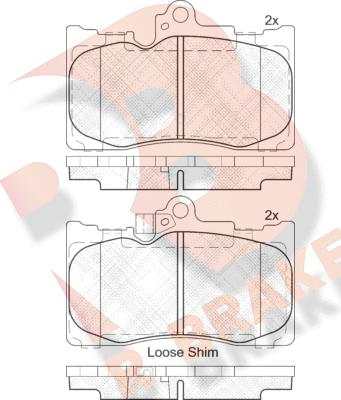 R Brake RB2059 - Комплект спирачно феродо, дискови спирачки vvparts.bg