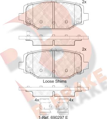 R Brake RB2053 - Комплект спирачно феродо, дискови спирачки vvparts.bg