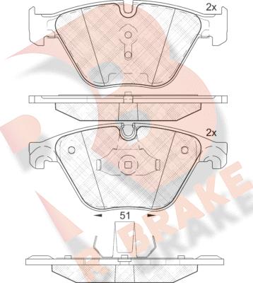 R Brake RB2065 - Комплект спирачно феродо, дискови спирачки vvparts.bg