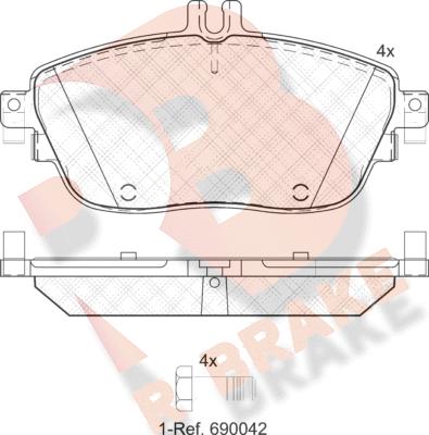 R Brake RB2061 - Комплект спирачно феродо, дискови спирачки vvparts.bg