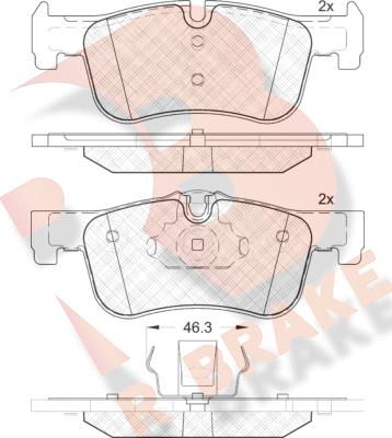 R Brake RB2063 - Комплект спирачно феродо, дискови спирачки vvparts.bg