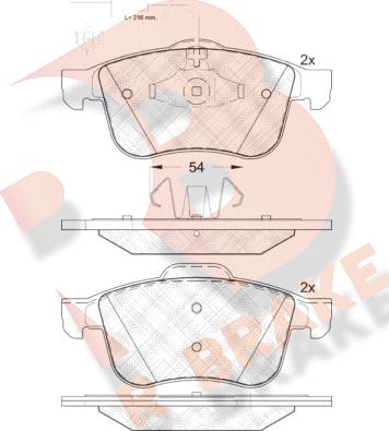 R Brake RB2007 - Комплект спирачно феродо, дискови спирачки vvparts.bg