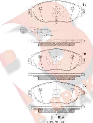 R Brake RB2018 - Комплект спирачно феродо, дискови спирачки vvparts.bg