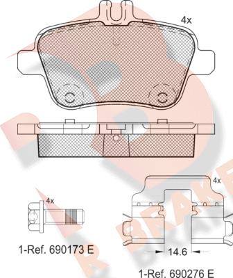 R Brake RB2039 - Комплект спирачно феродо, дискови спирачки vvparts.bg
