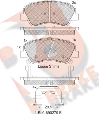 R Brake RB2035 - Комплект спирачно феродо, дискови спирачки vvparts.bg