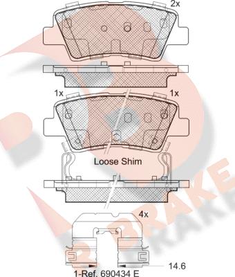 R Brake RB2036-203 - Комплект спирачно феродо, дискови спирачки vvparts.bg