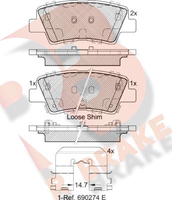 R Brake RB2036 - Комплект спирачно феродо, дискови спирачки vvparts.bg