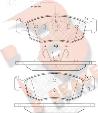 R Brake RB2033 - Комплект спирачно феродо, дискови спирачки vvparts.bg