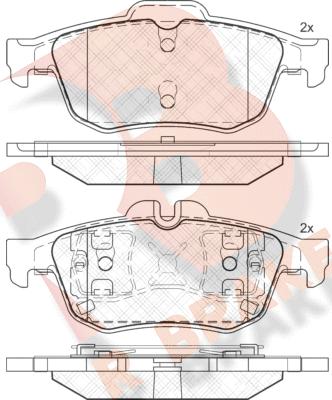 R Brake RB2025 - Комплект спирачно феродо, дискови спирачки vvparts.bg