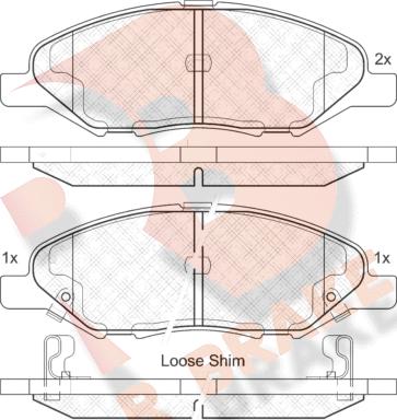 R Brake RB2074 - Комплект спирачно феродо, дискови спирачки vvparts.bg