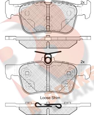 R Brake RB2198 - Комплект спирачно феродо, дискови спирачки vvparts.bg