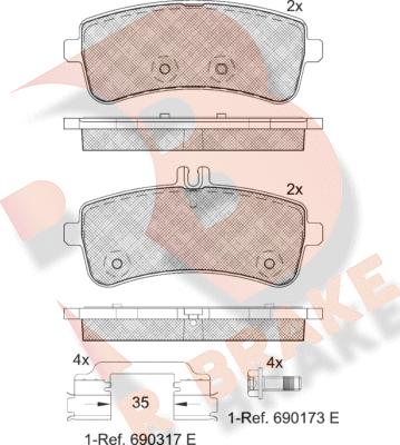 R Brake RB2145 - Комплект спирачно феродо, дискови спирачки vvparts.bg