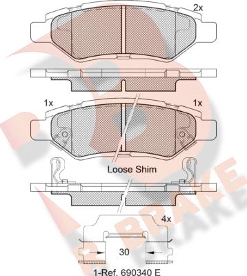 R Brake RB2142 - Комплект спирачно феродо, дискови спирачки vvparts.bg