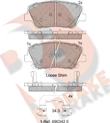 R Brake RB2147 - Комплект спирачно феродо, дискови спирачки vvparts.bg