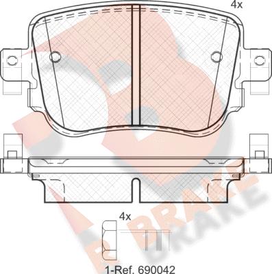 R Brake RB2152 - Комплект спирачно феродо, дискови спирачки vvparts.bg