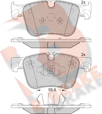R Brake RB2166-203 - Комплект спирачно феродо, дискови спирачки vvparts.bg