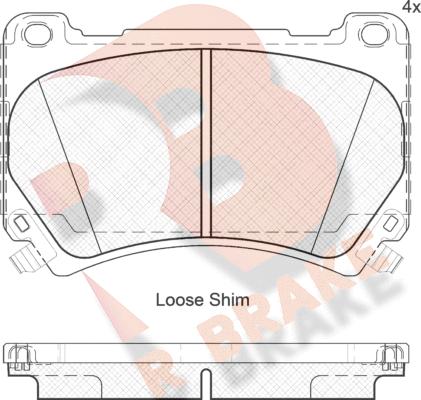 R Brake RB2163 - Комплект спирачно феродо, дискови спирачки vvparts.bg